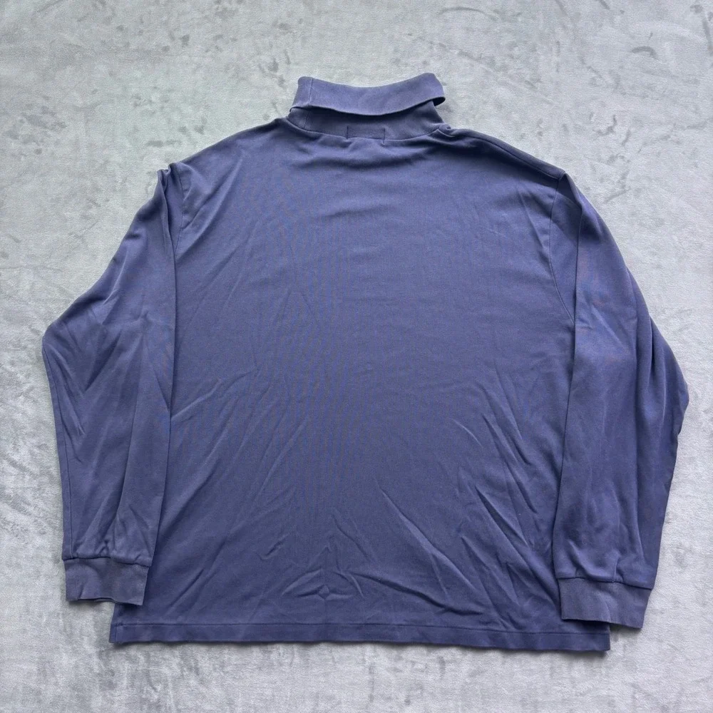 Vtg Polo Ralph Lauren Mens XXL Navy Blue Long Sleeve Turtleneck Pony Logo Shirt
